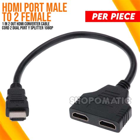 Male HDMI To Dual HDMI 2 Female Splitter Cable Adapter For Multimedia