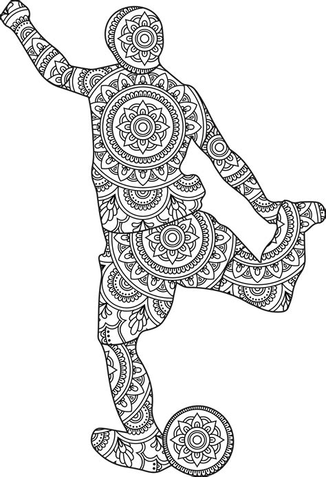 Football Player Mandala Coloring Page 22053852 Vector Art At Vecteezy