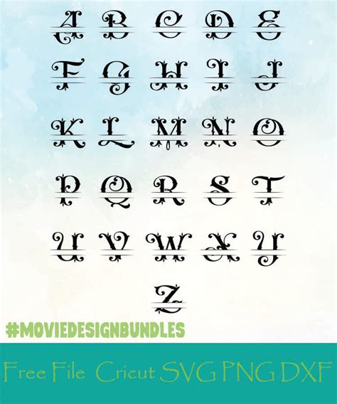 26 Separate Files Monogram Frame Alphabet Dxf Svg Dxf Png Files