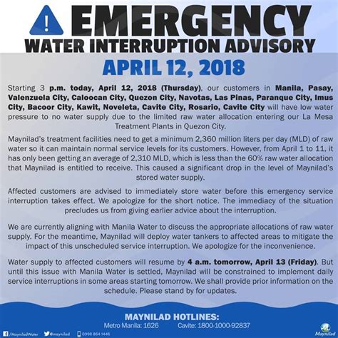 Emergency Water Interruption Advisory