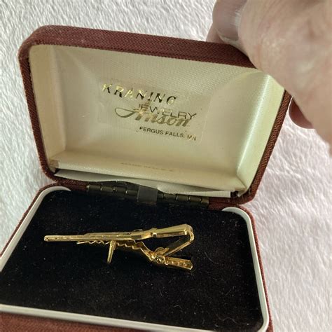 Gold Rifle Tie Clip Clasp Bar Kraning Jewelry Anson W Gem