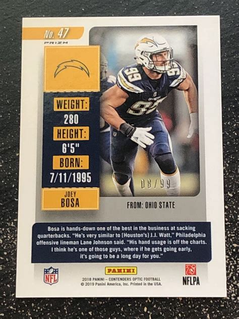 Panini Contenders Optic Blue Joey Bosa For Sale Online