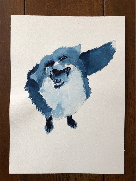 Original Blue fox watercolor painting 14 bij 9.8 | Etsy