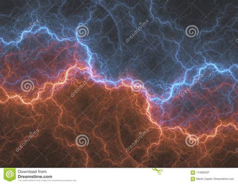 Fire And Ice Abstract Fractal Lightning Stock Illustration