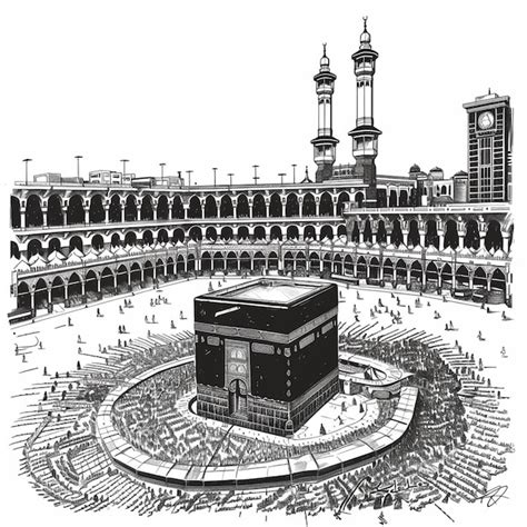 Kaaba Sagrada Em Meca Ar Bia Saudita Esbo O Desenhado M O Ilustra O