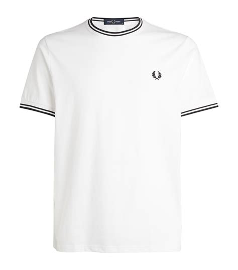 Mens Fred Perry White Twin Tipped T Shirt Harrods Uk