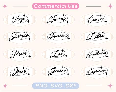 Zodiac Motel Keychain Svg Bundle Astrology Svg Cricut Cut Files