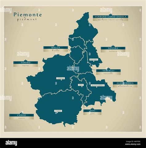 Piemonte map vector hi-res stock photography and images - Alamy