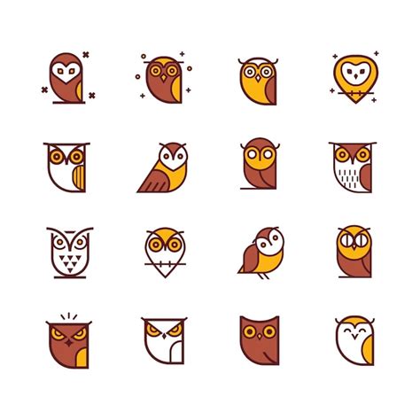 Premium Vector Owl Linear Illustration Vector Set