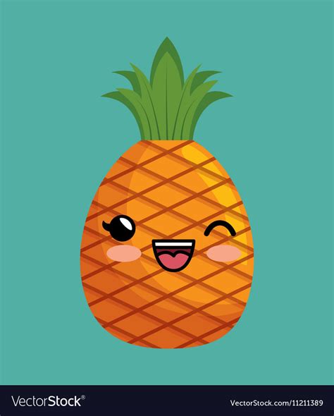 Cute Kawaii Pineapple Delicious Icon Design Vector Image