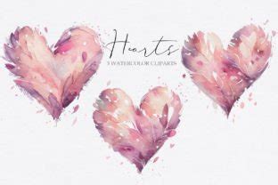 Watercolor Valentine Day Hearts PNG Graphic By Larysa Zabrotskaya