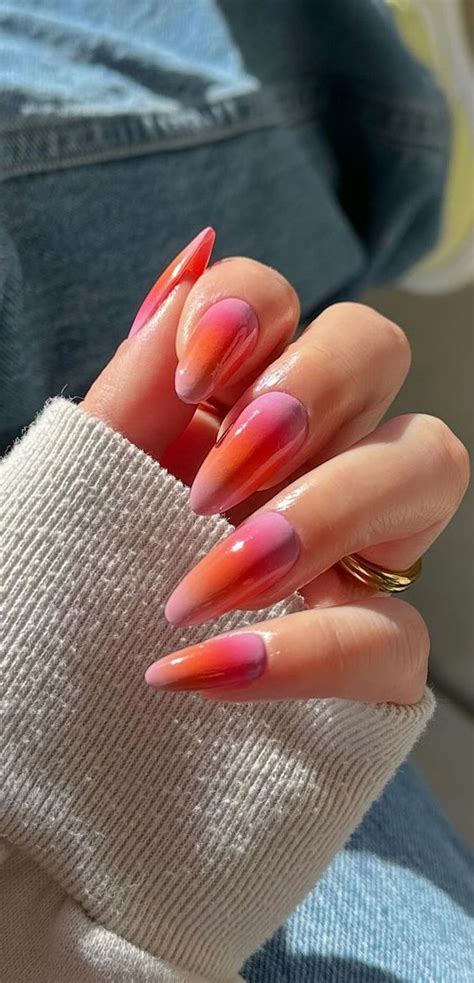 50 Best Summer Nails To Try In 2023 Pink And Orange Aura Nails