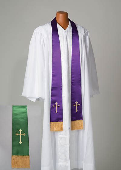 Satin Reversible Purplegreen Latin Cross Stole Cokesbury