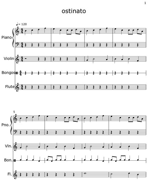 Ostinato Sheet Music For Piano Violin Bongos Flute