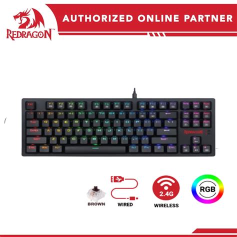 Redragon Knight K Kns Dual Mode Rgb Mechanical Gaming Keyboard Black