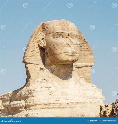 Close Up Of Great Sphinx Of Giza Egypt Limestone Statue Of A