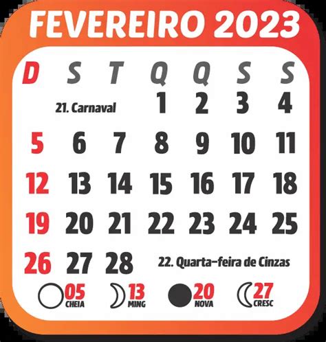 Fevereiro 2023 Calendário Imagem Legal