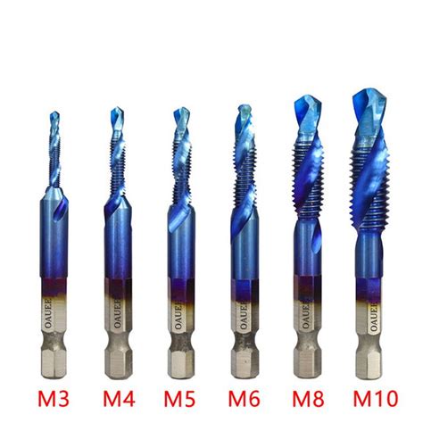 New Titanium Plated Hex Shank HSS Screw Thread Metric Tap Drill Bits