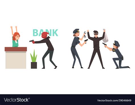 Bank robbery with masked man pistol Royalty Free Vector