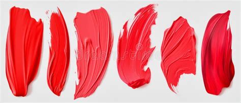 Illustration of Red Paint Brush Strokes Against White Background Stock ...