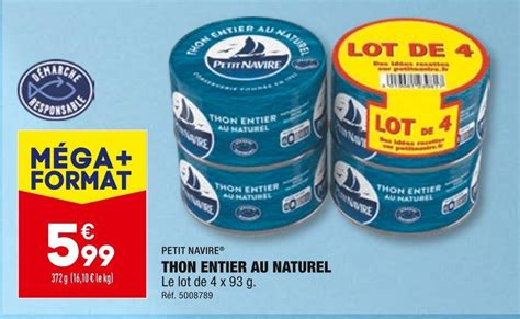 Promo Petit Navire Thon Entier Au Naturel Chez Aldi