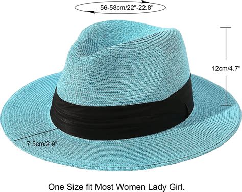 Lanzom Women Wide Brim Straw Panama Roll Up Hat Fedora Beach Sun Hat