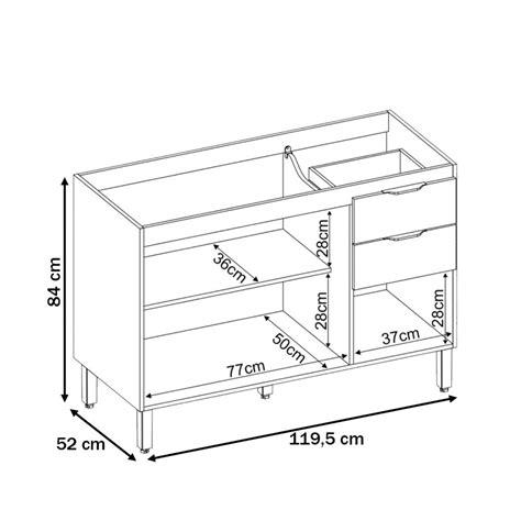 Balcão de Cozinha para Pia 120cm Firenze Amêndola Nude Prime Tx Demóbile