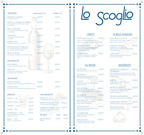 Menus Lo Scoglio In Villiers Sur Marne Thefork