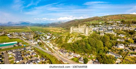 Aerial View Skyline Harlech 12th Century Stock Photo (Edit Now) 1087644908