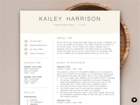 Professional Resume Template Clean Modern Resume Template 1 2 Page