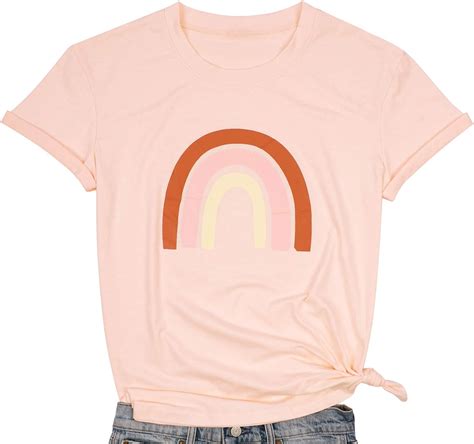 Rainbow Graphic Tee For Women Inspirational O Neck T Shirt Short Sleeve