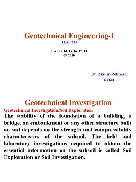 Geotech-1-Soil Investigation | PDF | Drilling Rig | Geotechnical ... 