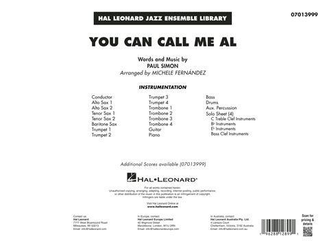 You Can Call Me Al Arr Michele Fernández By Paul Simon Sheet Music