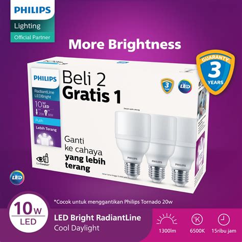 Jual Lampu Philips Bohlam Multipack RadiantLine LEDBright 10W Putih