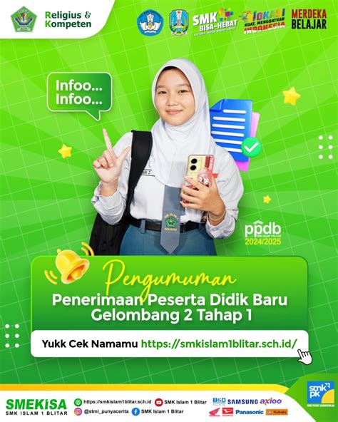 PENGUMUMAN PPDB GELOMBANG 2 TAHAP 1 SMK ISLAM 1 BLITAR