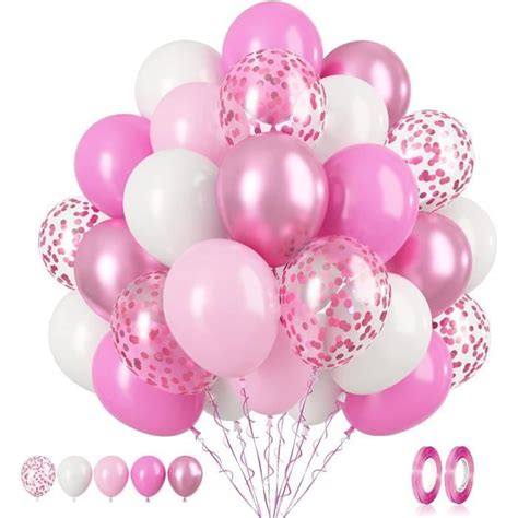 Ballons Rose Blanc Pi Ces Ballons Confettis Rose Pastel Pouces