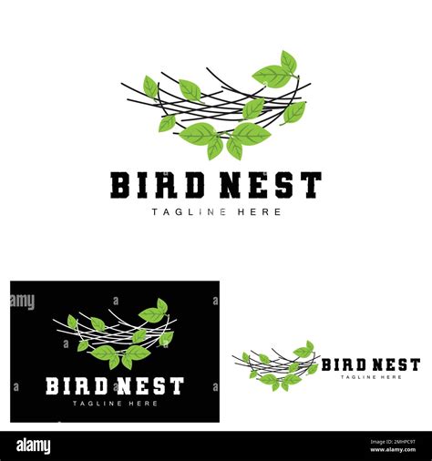 Bird's Nest Logo Design, Bird House Vector For Eggs, Bird Tree Logo