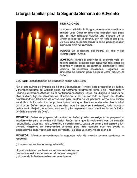 Liturgia Familiar Para La Segunda Semana De Adviento