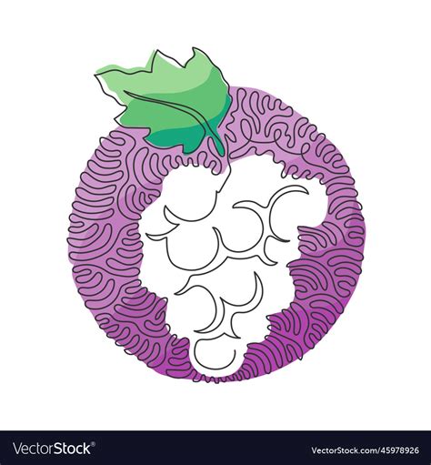 Single one line drawing healthy organic grapes Vector Image