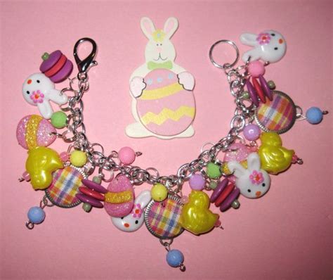 Easter Charm Bracelet Jewelry Bunnies Chicks Eggs Charms Beads Etsy