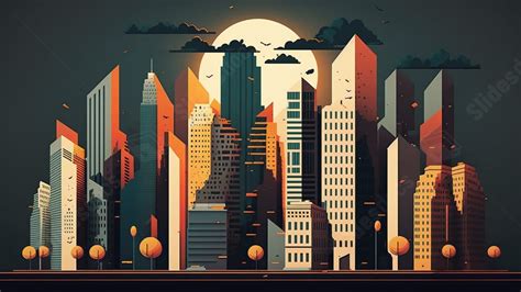 Illustration Of High Rise Buildings City Powerpoint Background For Free