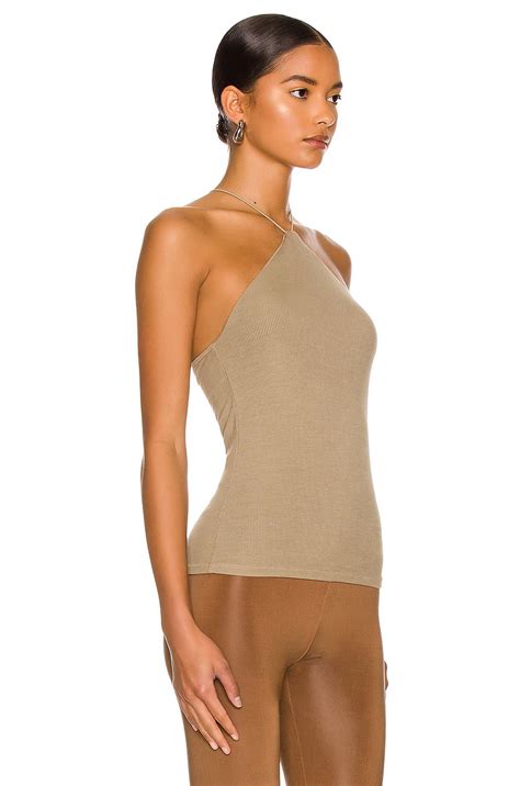 Enza Costa Stretch Silk Knit Halter Tank In Pale Army Fwrd