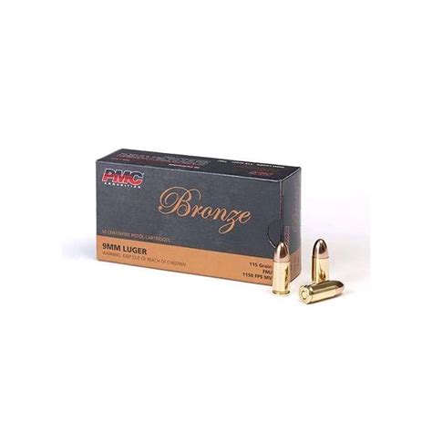 Pmc 9a Bronze 9mm Luger 115 Gr Full Metal Jacket Fmj 50 Bx 20 Cs Point Blank Range