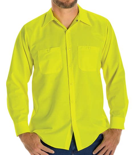 Red Kap Men S Long Sleeve Enhanced Visibility Ripstop Work Shirt