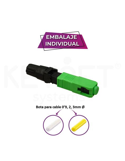 Conector mecánico fibra óptica SC APC SM Monomodo verde