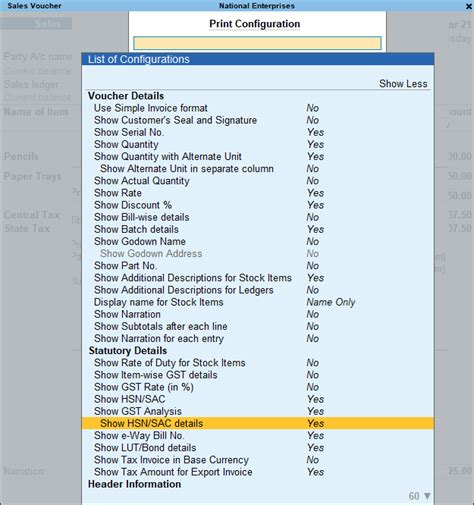 Print Invoice With Hsn Sac In Tallyprime