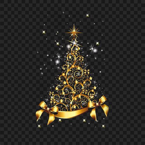 Christmas Sparkle Gold Tree Illustration Design Citypng