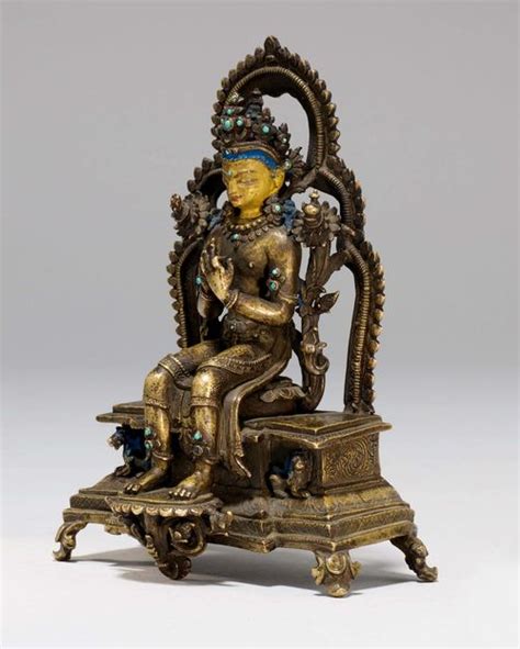 A Fine Bronze Figure Of Maitreya Bhadrasana With Aureole Tibet Around