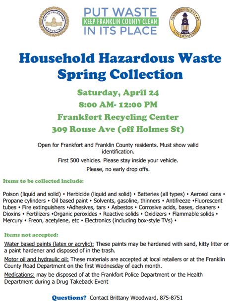 Household Hazardous Waste Collection Event 4 24 21 Franklin County