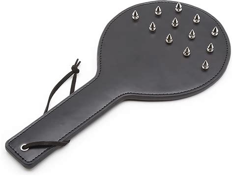 Amazon Kutocesy Sex Paddle Studded Spanking For Adult BDSM Black PU Leather Whip Flogger